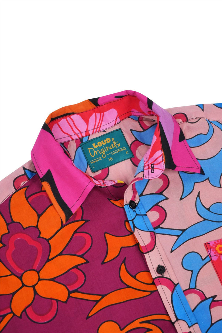 Regular Fit Short Sleeve Shirt - Random Mixed Panel Bold Floral