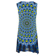 The Swirl Shift Dress - Peacock Mandala Royal Blue