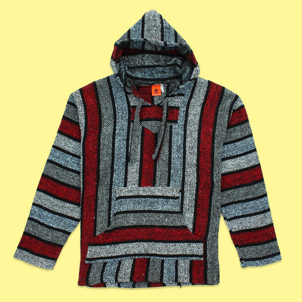 Recycled Mexican Baja Jerga Hoody - Red White Blue