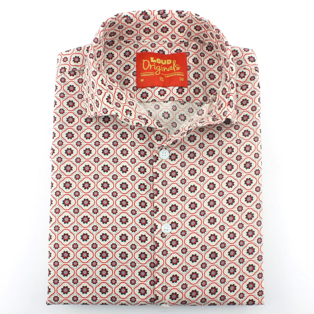 Tailored Fit Short Sleeve Shirt - Tiny Floral Tile