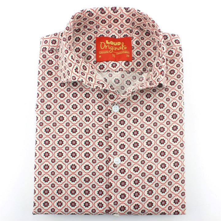 Tailored Fit Short Sleeve Shirt - Tiny Floral Tile