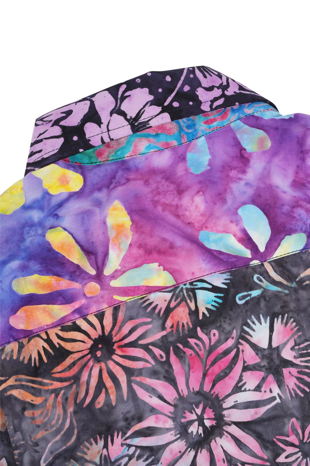 Regular Fit Short Sleeve Shirt - Random Mixed Panel Batik Purple