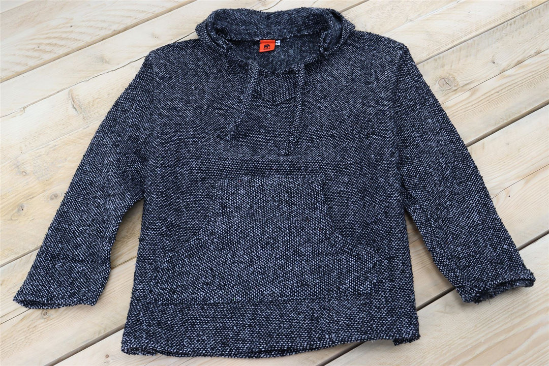 Recycled Mexican Baja Jerga Hoody - Grey Fleck