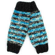 Hand Knitted Wool Leg Warmers - SD Light Blue Charcoal