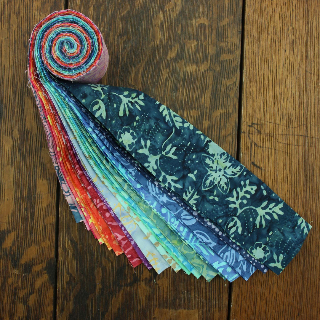Jelly Roll - 20 Strips of 2.5" x 37" Cotton Batik