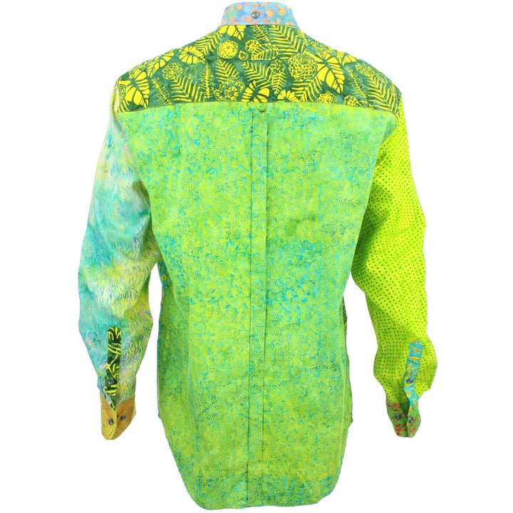 Regular Fit Long Sleeve Shirt - Random Mixed Batik - Bright Green