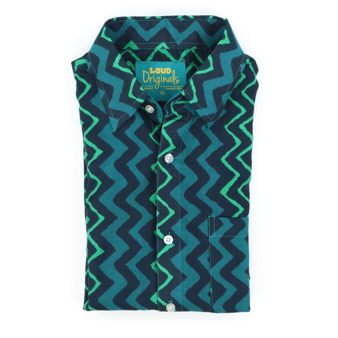 Regular Fit Short Sleeve Shirt - Neon Ripples