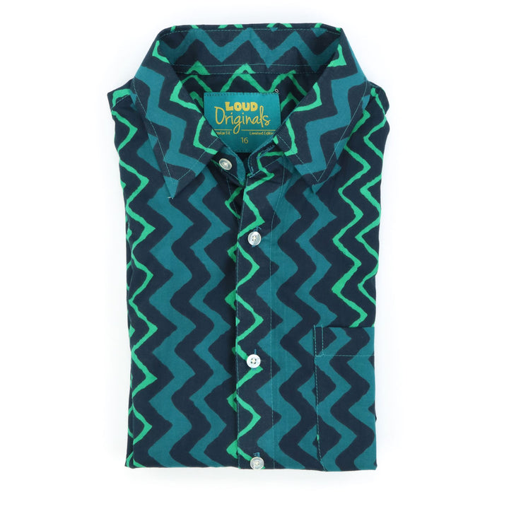 Regular Fit Short Sleeve Shirt - Neon Ripples