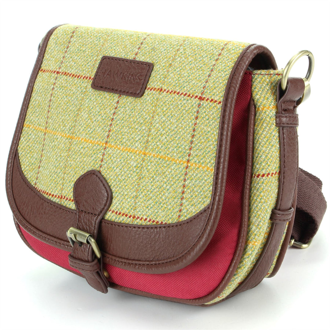 Tweed Cross Body Messenger Shoulder Bag Handbag - Light Green