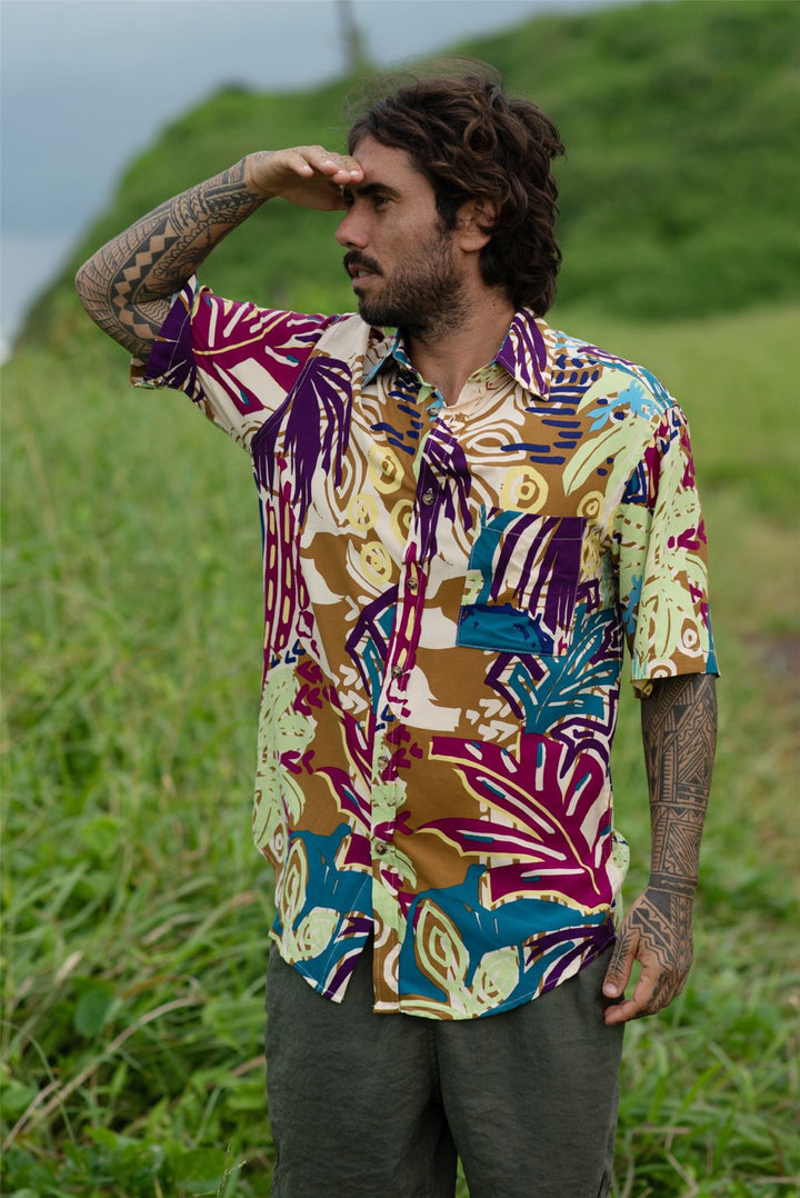 Regular Fit Short Sleeve Shirt - Electric Rainforest
