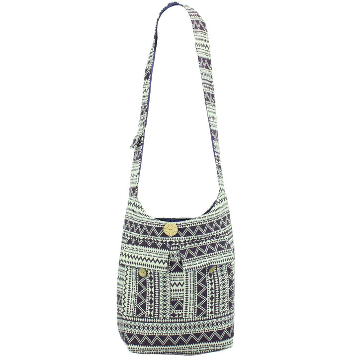 Cotton Canvas Sling Shoulder Bag - Purple