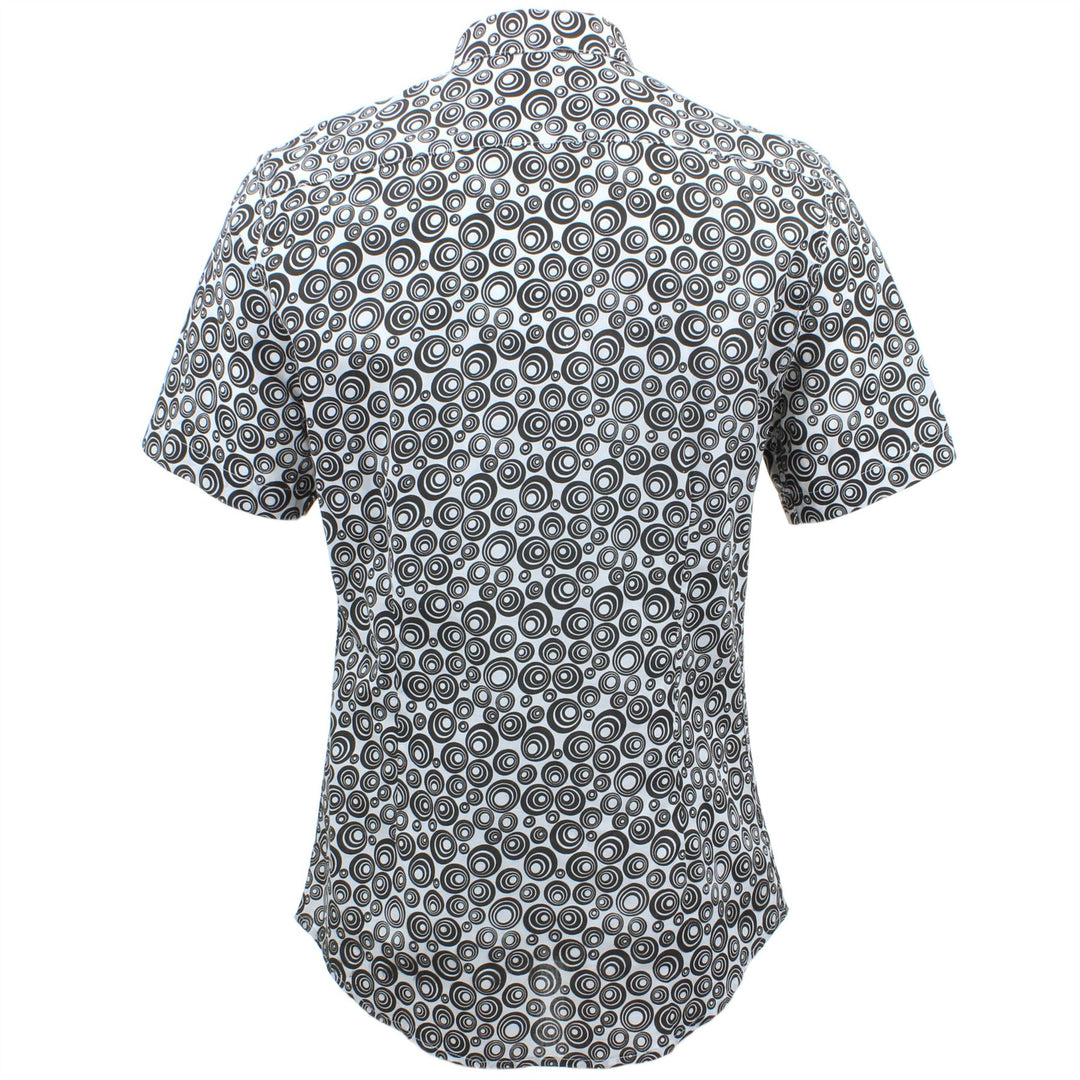Slim Fit Short Sleeve Shirt - Dark Grey Abstract Circles