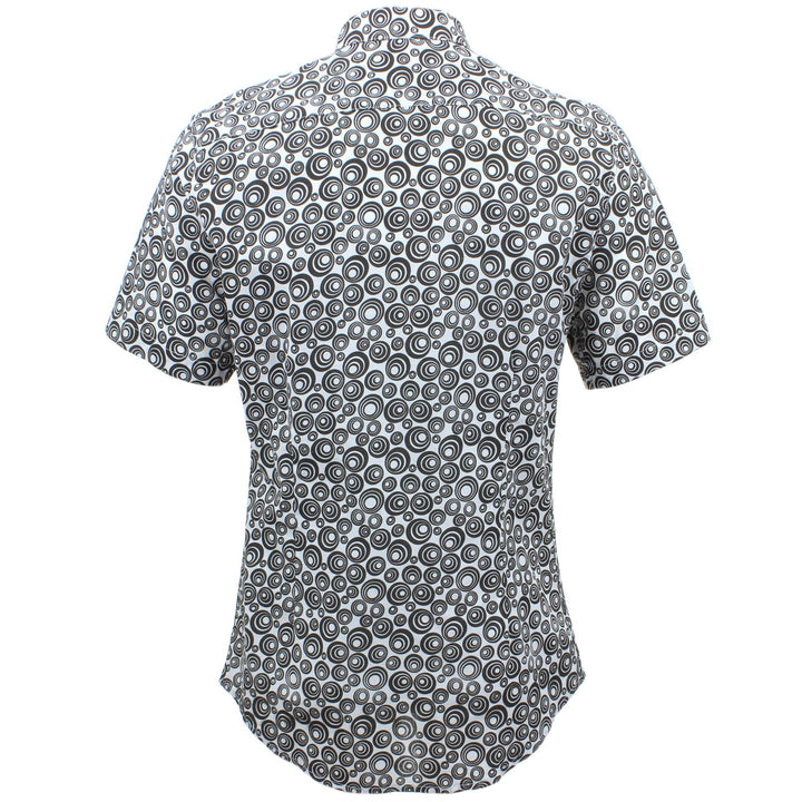 Slim Fit Short Sleeve Shirt - Dark Grey Abstract Circles