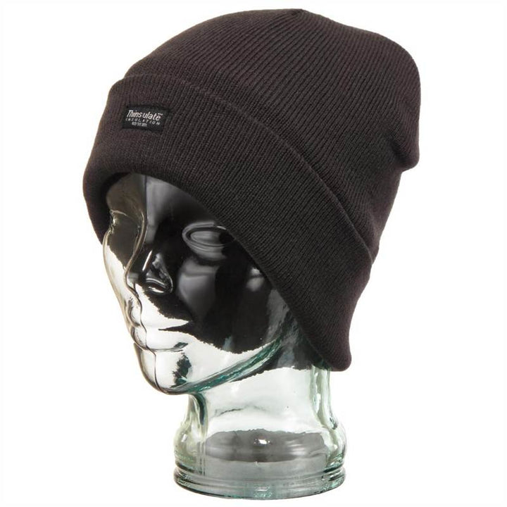 Fine Knit Beanie Hat - Brown