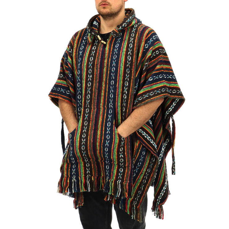 Brushed Cotton Hooded Poncho - Brown