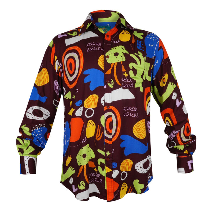 Regular Fit Long Sleeve Shirt - Cosmic Pop Maroon