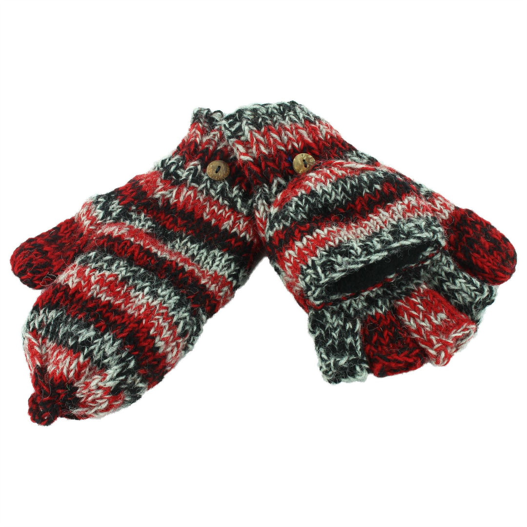 Wool Knit Shooter Gloves - Black Red SD