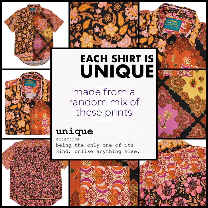 Regular Fit Short Sleeve Shirt - Random Mixed Panel Orange