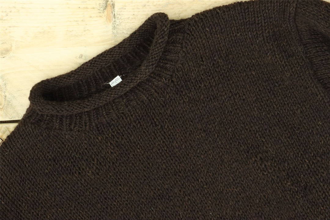 Hand Knitted Wool Jumper - Plain Brown