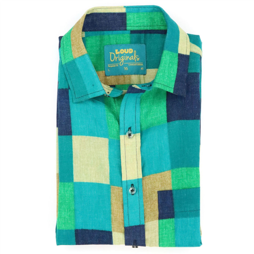 Regular Fit Short Sleeve Shirt - Teal Check