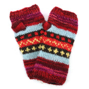 Hand Knitted Wool Arm Warmer - 17 Red