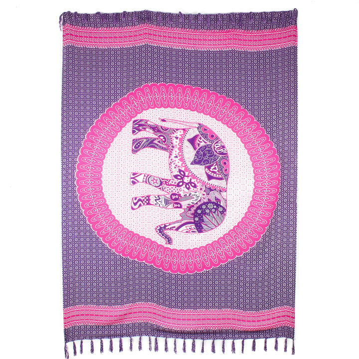 Viscose Rayon Sarong - Elephant Mandala - Purple