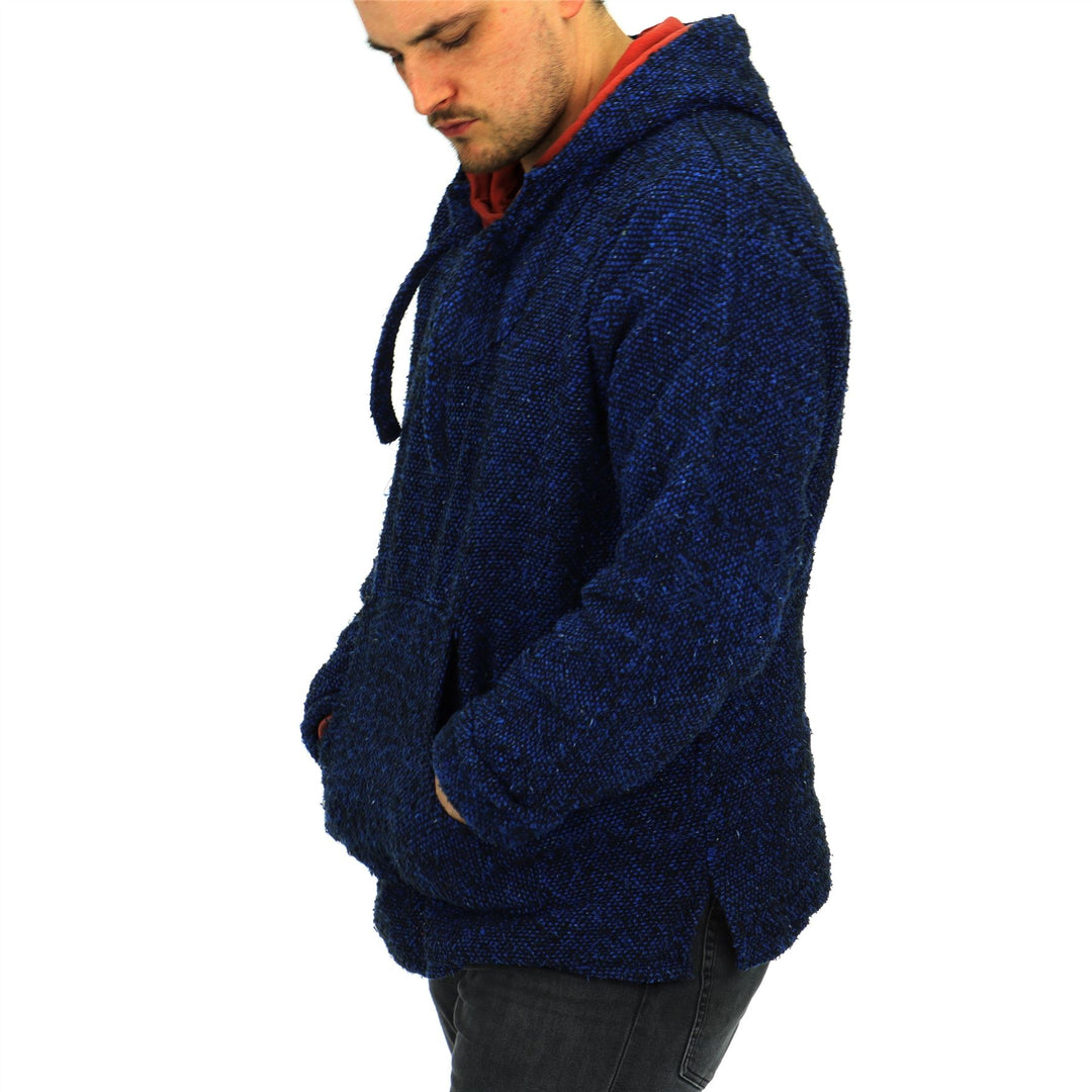 Recycled Mexican Baja Jerga Hoody - Blue Fleck