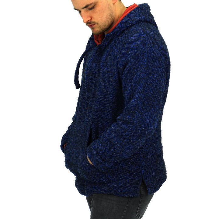 Recycled Mexican Baja Jerga Hoody - Blue Fleck