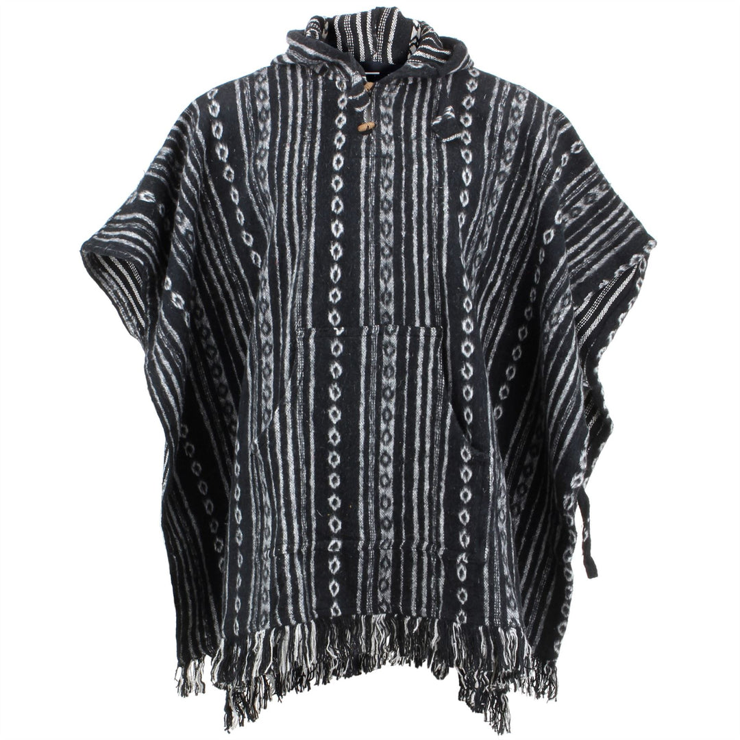 Brushed Cotton Hooded Poncho - Black Diamond