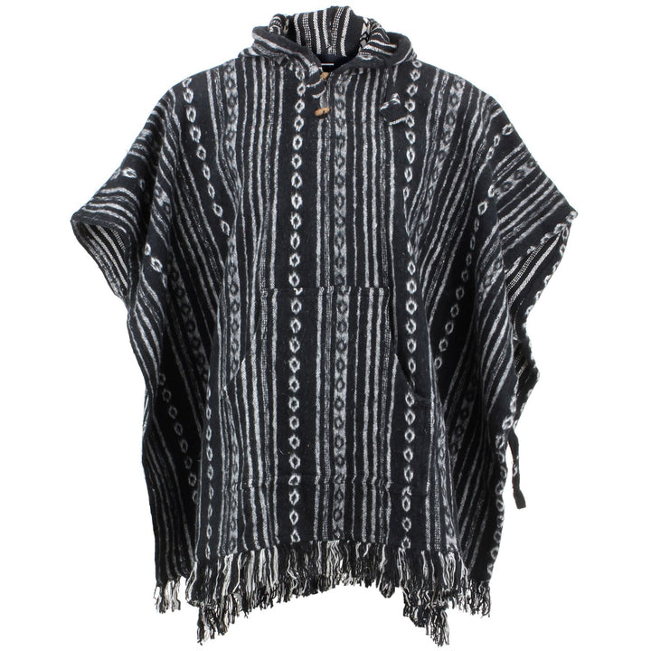 Brushed Cotton Hooded Poncho - Black Diamond