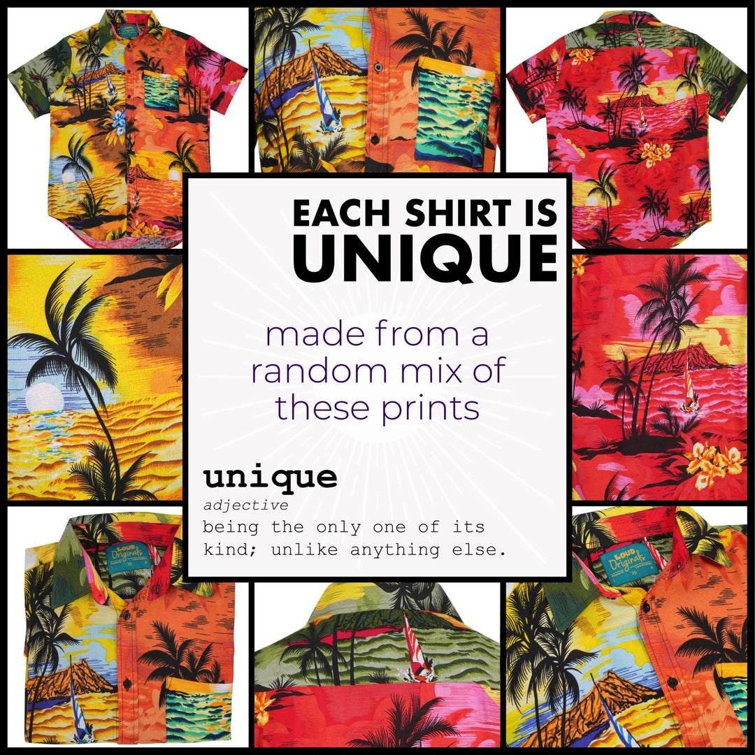 Regular Fit Short Sleeve Shirt - Random Mixed Panel Tropical Sundown
