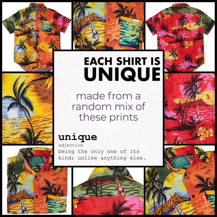 Regular Fit Short Sleeve Shirt - Random Mixed Panel Tropical Sundown