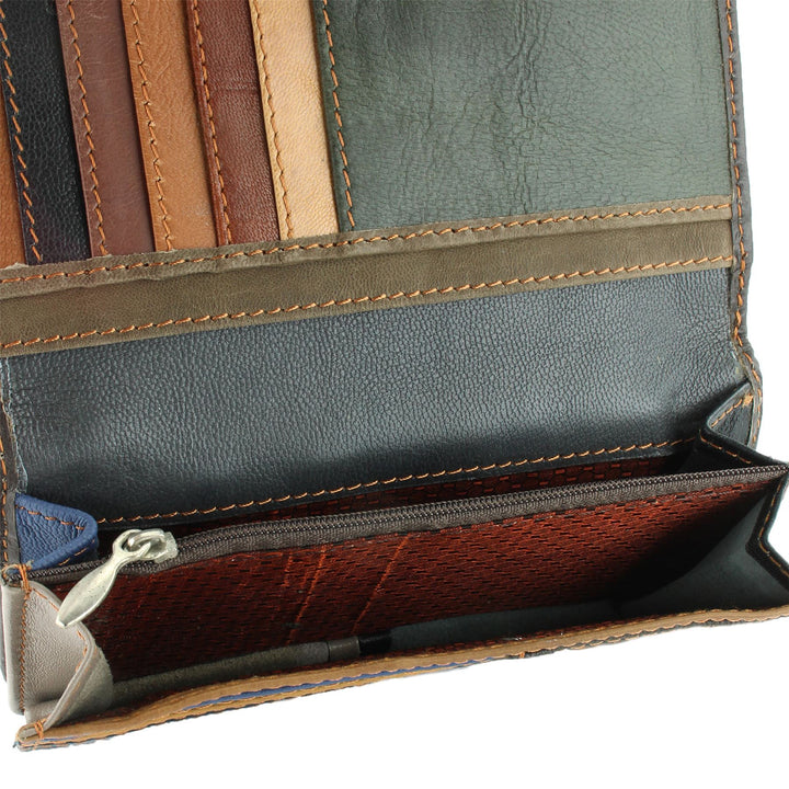Real Leather Colourful Purse Wallet - Brown