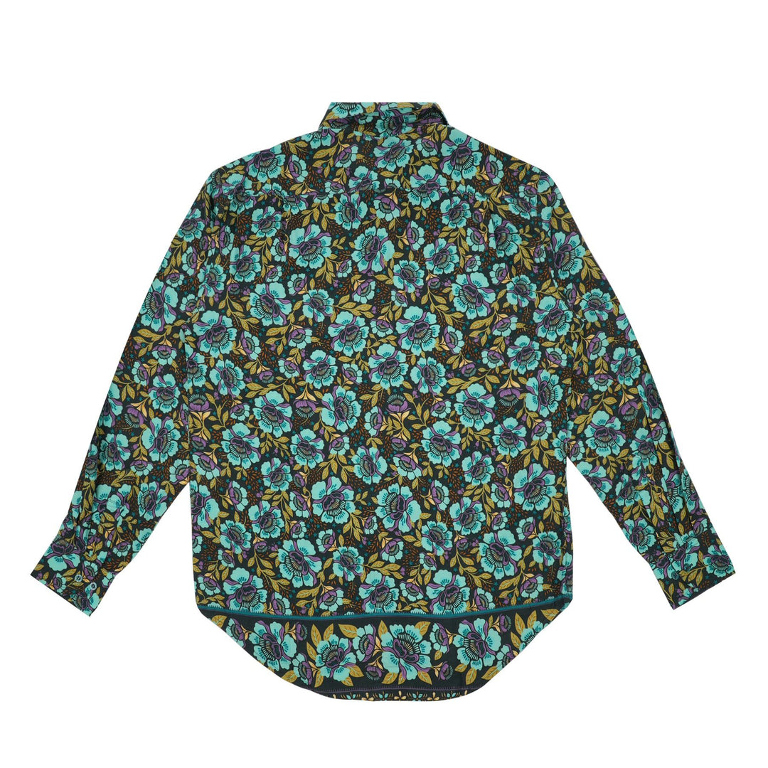 Regular Fit Long Sleeve Shirt - Teal Floral