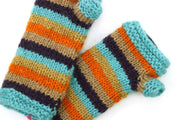 Hand Knitted Wool Arm Warmer - Stripe Retro A