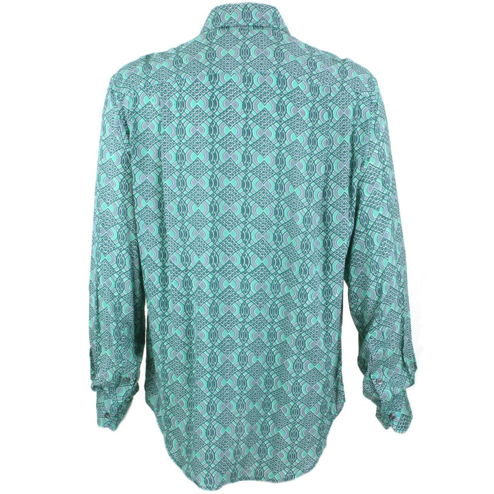 Regular Fit Long Sleeve Shirt - Green Abstract