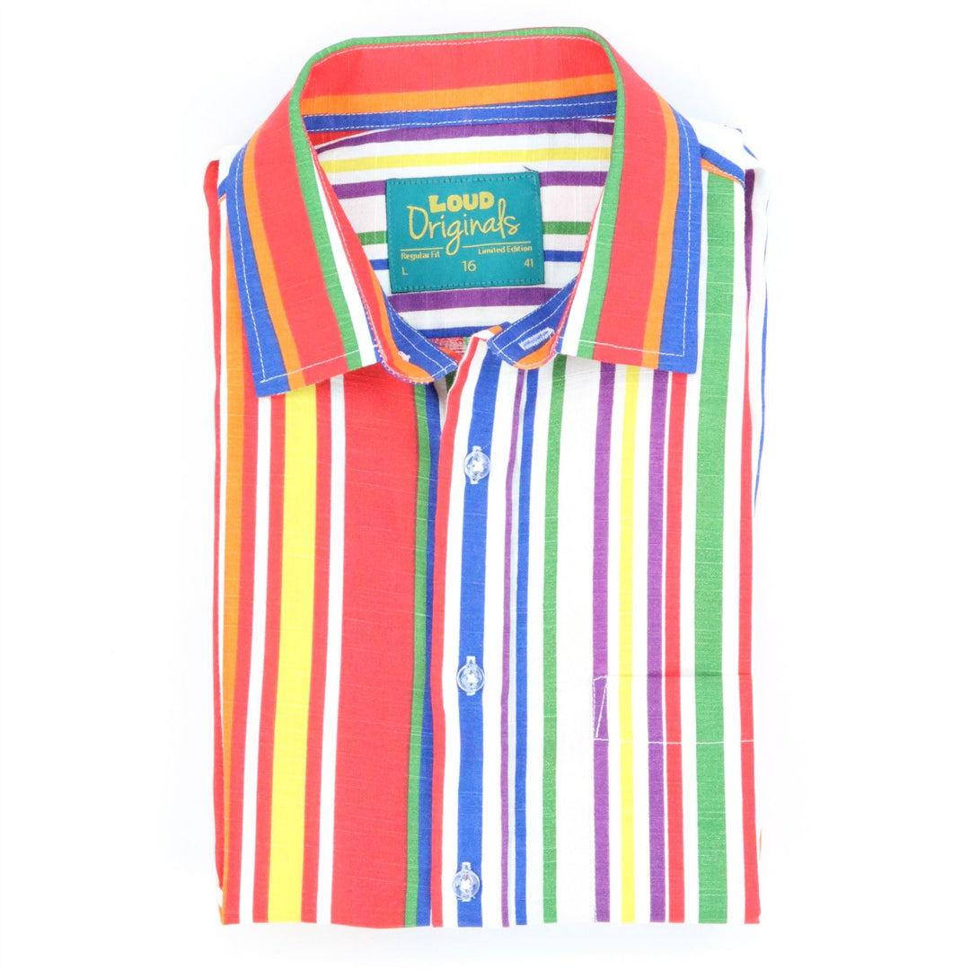 Regular Fit Short Sleeve Shirt - Rainbow Stripe
