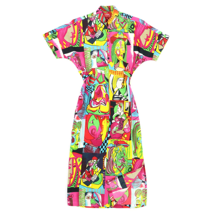Mandarin Maxi Dress - Cubism Blue