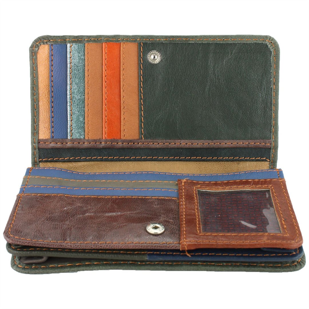 Real Leather Colourful Purse Wallet - Green