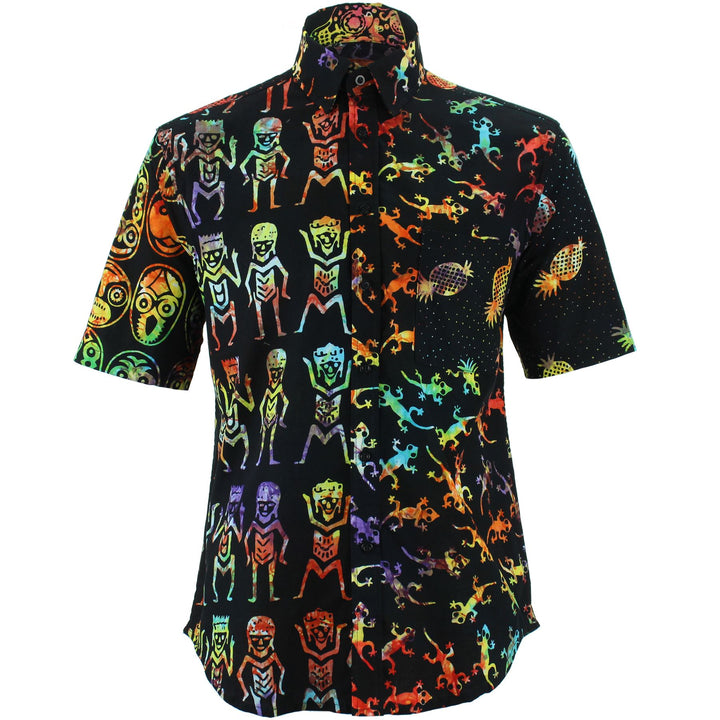 Regular Fit Short Sleeve Shirt - Random Mixed Panel - Tribal Batik