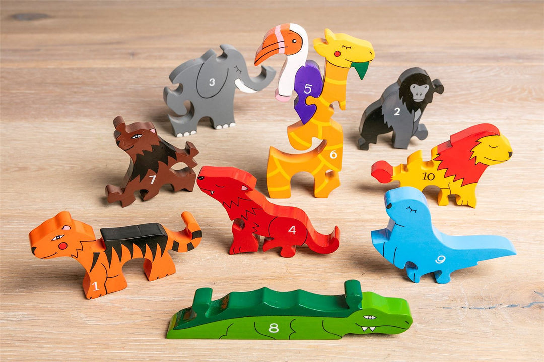 Handmade Wooden Jigsaw Puzzle - Number Zoo