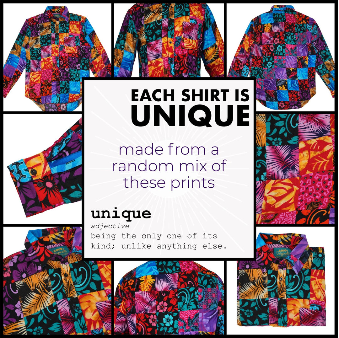 Regular Fit Long Sleeve Shirt - Paradise Patchwork Large