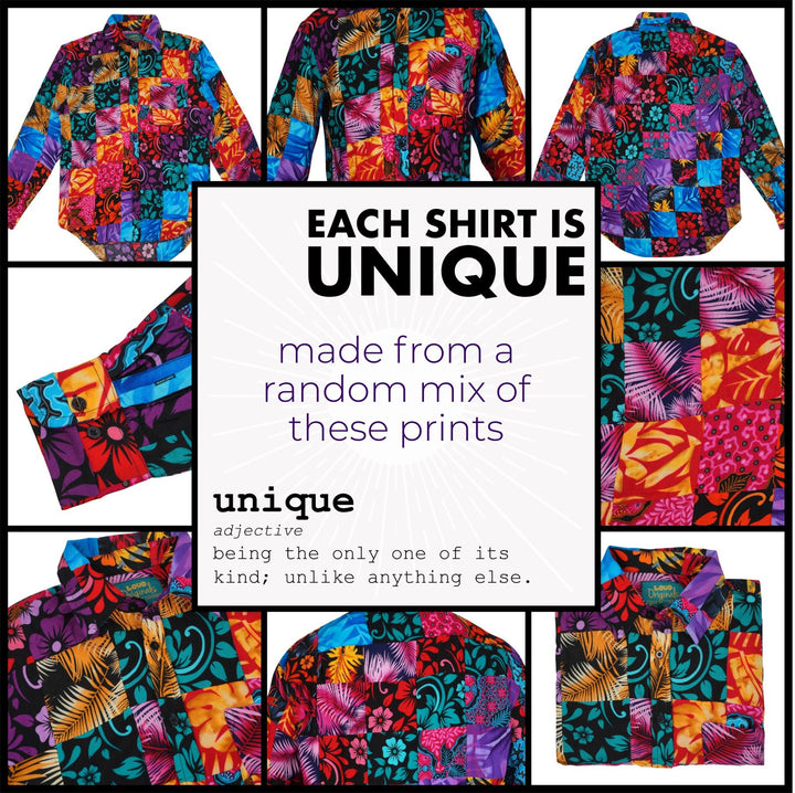 Regular Fit Long Sleeve Shirt - Paradise Patchwork Large