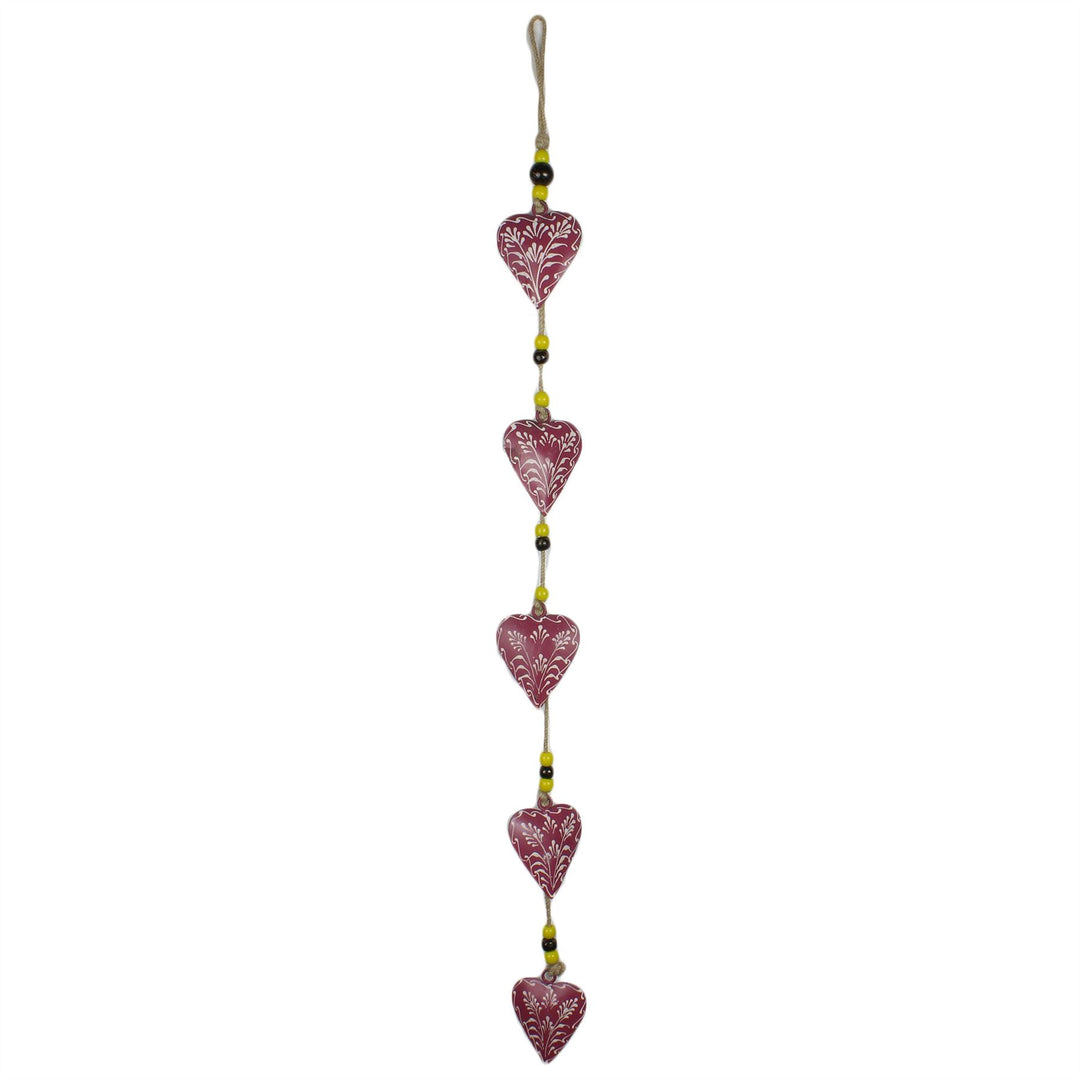 Hanging Mobile Decoration String of Hearts - Pink - Sand String