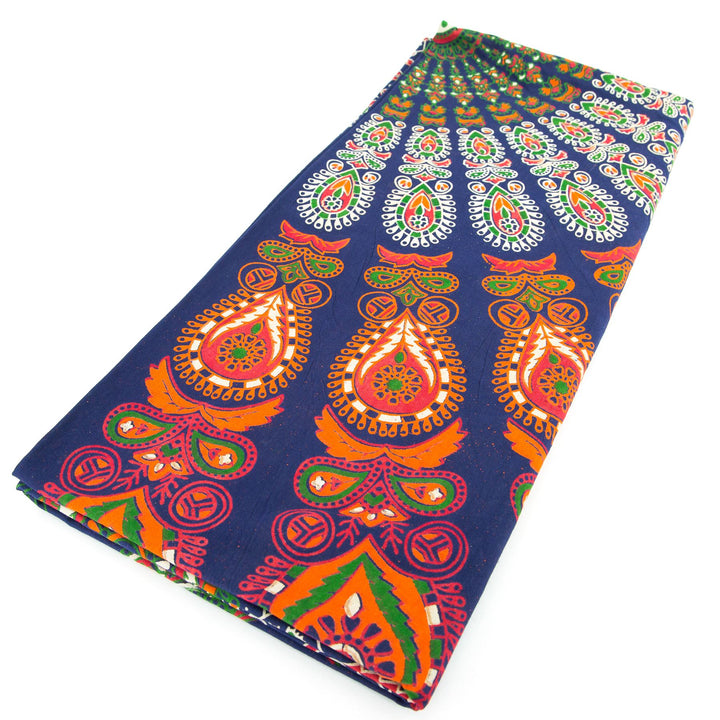 Block Printed Mandala Wall Hanging - Berry Blue