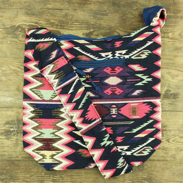 Cotton Canvas Sling Shoulder Bag - Purple Pink