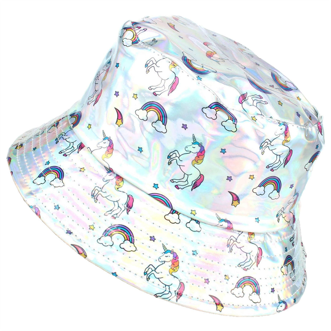 Holographic Bucket Hat - Shiny Unicorn Silver
