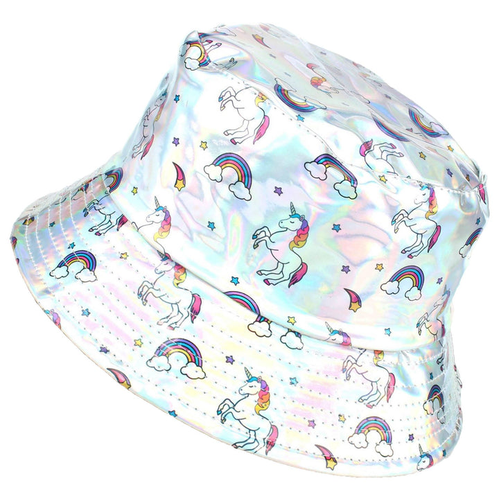Holographic Bucket Hat - Shiny Unicorn Silver