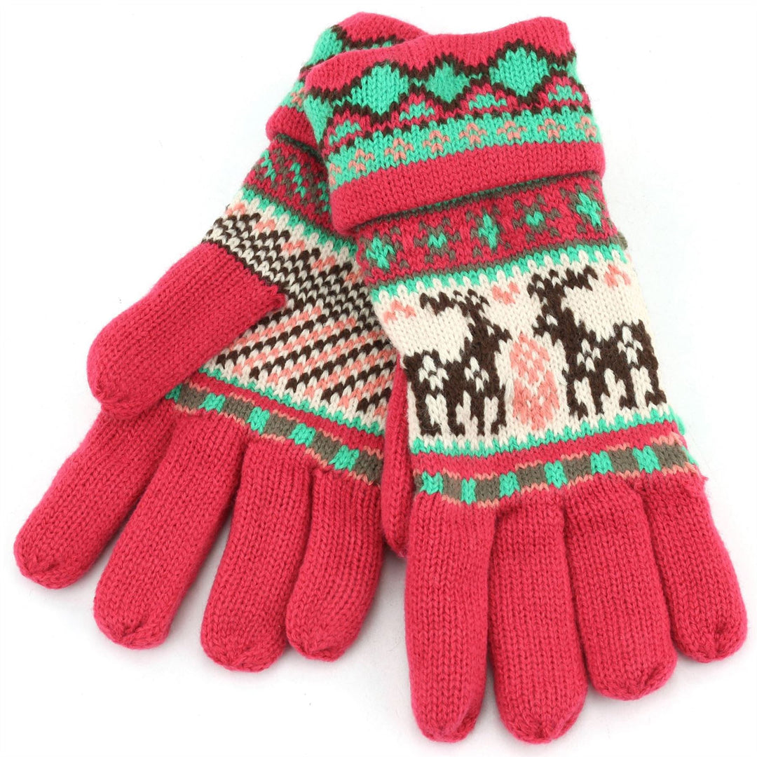 Departure Aztec Reindeer Gloves - Coral