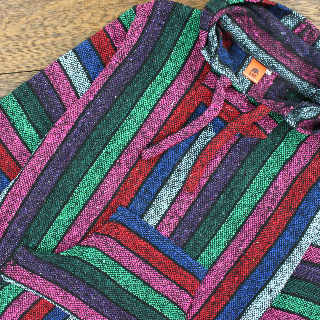 Recycled Mexican Baja Jerga Hoody - Multi Stripe